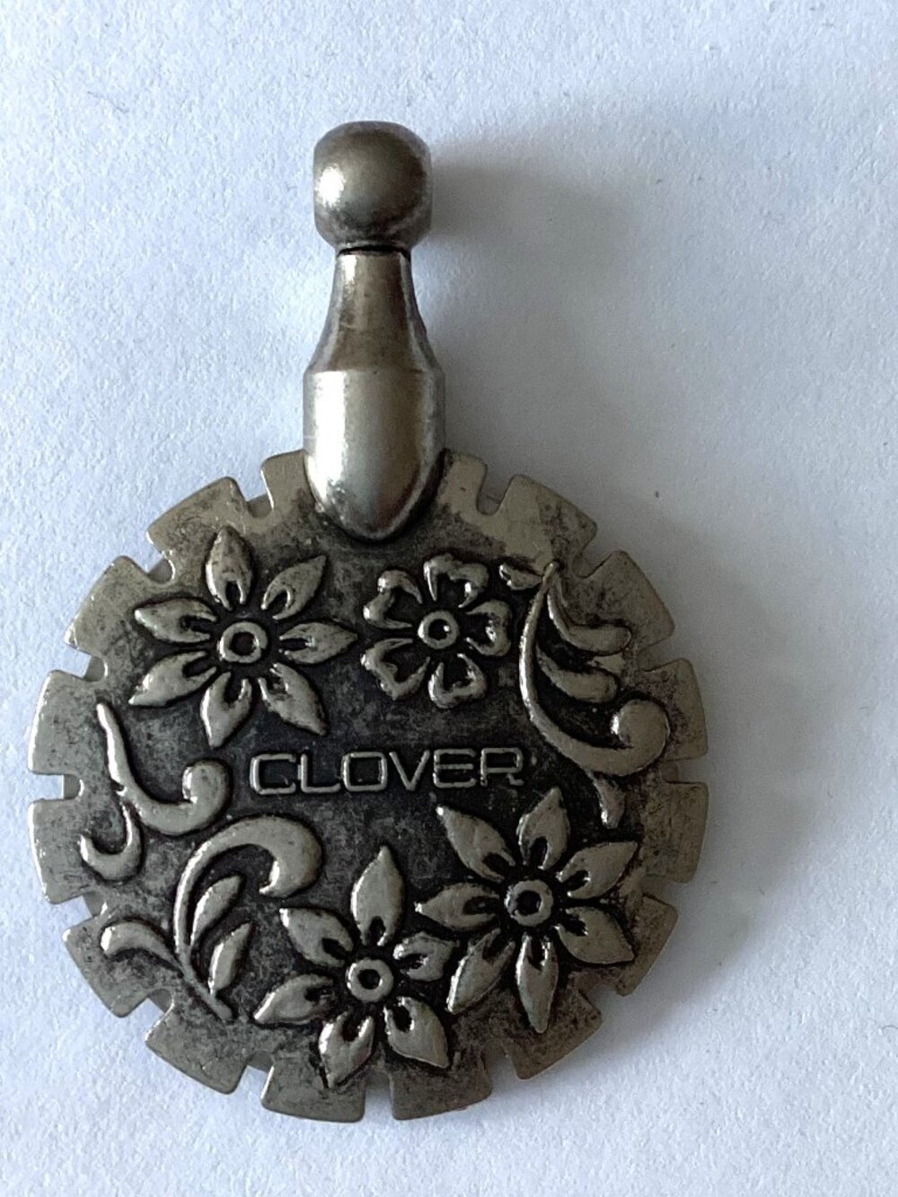 Clover Thread Cutter Pendant Metal with Antique Silver Finish Japan Sewing